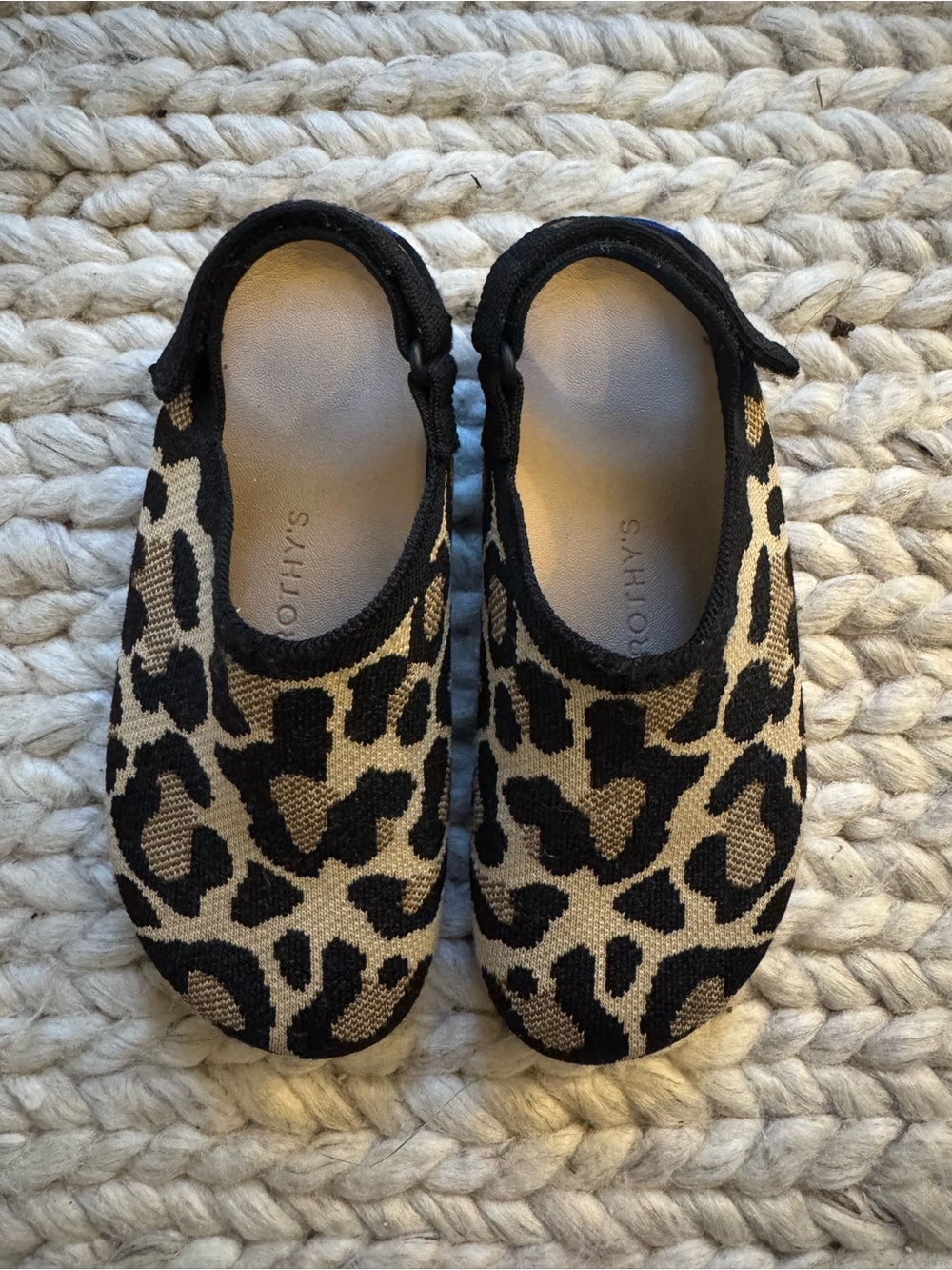 Rothy's Kids Leopard Print Mary Janes - Black & Tan Sz3